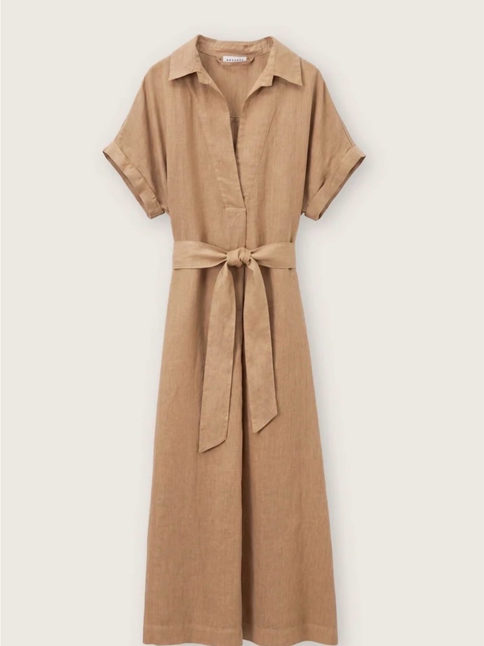 Rosso35 Italian Linen Belted Midi Shirt Dress NWT